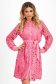 Pink Macrame Lace Short Skater Dress with Detachable Belt - SunShine 1 - StarShinerS.com