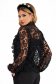 Ladies' Black Macrame Lace Blouse with Puff Sleeves - SunShine 2 - StarShinerS.com