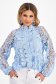 Ladies' Light Blue Macrame Lace Blouse with Puff Sleeves - SunShine 6 - StarShinerS.com