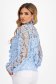 Ladies' Light Blue Macrame Lace Blouse with Puff Sleeves - SunShine 2 - StarShinerS.com