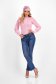 Ladies' Light Pink Slim-Fit Knit Blouse with Lace Sleeves - SunShine 6 - StarShinerS.com