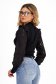 Ladies' Slim-Fit Fine Knit Black Blouse with Lace Sleeves - SunShine 2 - StarShinerS.com