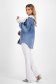 Blue Denim Women's Shirt with Loose Fit and Ruffle Collar with Rhinestones - SunShine 4 - StarShinerS.com