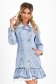 Blue Short Denim Dress with a Straight Cut and Ruffled Collar - SunShine 4 - StarShinerS.com