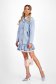 Blue Short Denim Dress with a Straight Cut and Ruffled Collar - SunShine 1 - StarShinerS.com