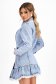 Blue Short Denim Dress with a Straight Cut and Ruffled Collar - SunShine 5 - StarShinerS.com