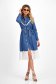 Blue Midi Shirt Dress with Detachable Belt and Embroidered Cotton Ruffles - SunShine 5 - StarShinerS.com