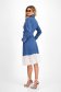 Blue Midi Shirt Dress with Detachable Belt and Embroidered Cotton Ruffles - SunShine 6 - StarShinerS.com