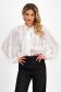 Ladies' blouse in white veil with a loose fit and elastic waistband with puffy sleeves - SunShine 1 - StarShinerS.com