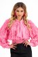 Ladies' Pink Voile Blouse with Loose Fit and Waist Elastic with Puffy Sleeves - SunShine 6 - StarShinerS.com
