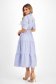Shirt Dress in Thin Blue Material, Midi A-line with Belt-Type Accessory - SunShine 2 - StarShinerS.com