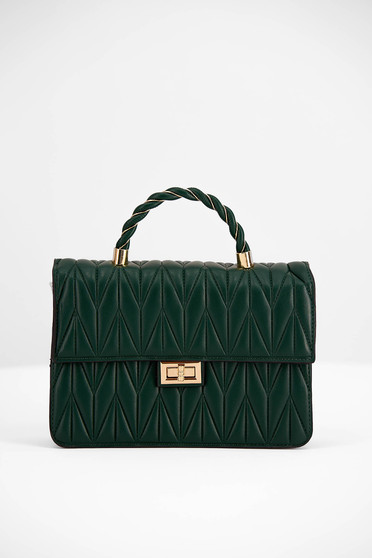 Casual bags, Dark green faux leather ladies bag with detachable chain - StarShinerS.com