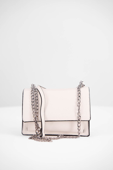 Casual bags, Ladies' white faux leather bag with long chain-like handle - StarShinerS.com