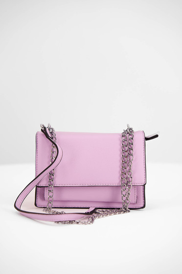 Casual bags, Light purple faux leather women's bag with long chain-like handle - StarShinerS.com