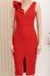 Rochie din crep rosie midi tip creion cu slit frontal si volanas pe linia decolteului - StarShinerS 4 - StarShinerS.ro