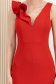 Rochie din crep rosie midi tip creion cu slit frontal si volanas pe linia decolteului - StarShinerS 6 - StarShinerS.ro