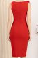Rochie din crep rosie midi tip creion cu slit frontal si volanas pe linia decolteului - StarShinerS 5 - StarShinerS.ro