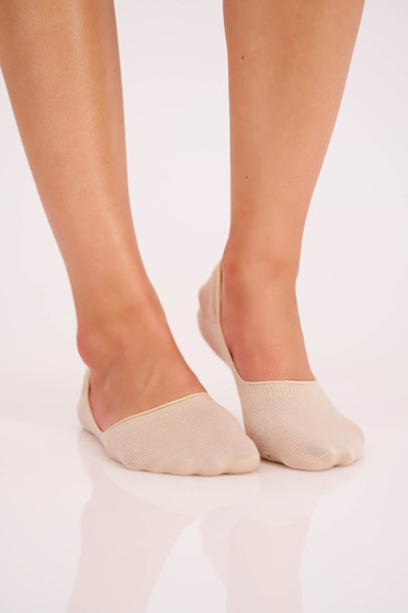 Invisible elastic cotton socks in beige with non-slip band