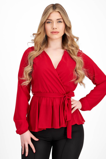 - StarShinerS red women`s blouse from veil fabric with elastic waist