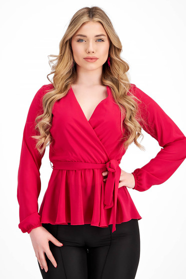 - StarShinerS raspberry women`s blouse from veil fabric with elastic waist