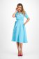 Rochie din stofa elastica albastru-deschis midi in clos accesorizata cu brosa si buzunare laterale - StarShinerS 7 - StarShinerS.ro