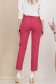 Pantaloni din stofa elastica fuchsia conici cu talie inalta si buzunare false frontale - StarShinerS 4 - StarShinerS.ro