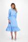 Light Blue Georgette Midi Dress A-Line with Waist Elastic - StarShinerS 5 - StarShinerS.com
