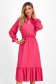 Pink Georgette Midi Flared Dress with Elastic Waist - StarShinerS 1 - StarShinerS.com