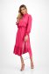Pink Georgette Midi Flared Dress with Elastic Waist - StarShinerS 3 - StarShinerS.com