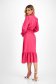 Pink Georgette Midi Flared Dress with Elastic Waist - StarShinerS 4 - StarShinerS.com