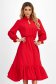 Red georgette midi dress with a flared skirt and elastic waistband - StarShinerS 1 - StarShinerS.com