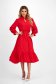 Red georgette midi dress with a flared skirt and elastic waistband - StarShinerS 5 - StarShinerS.com