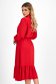 Red georgette midi dress with a flared skirt and elastic waistband - StarShinerS 2 - StarShinerS.com