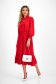 Red georgette midi dress with a flared skirt and elastic waistband - StarShinerS 3 - StarShinerS.com