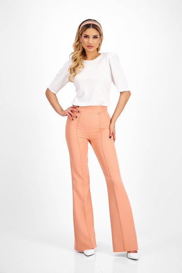 Coral Stretch Fabric Flared High-Waisted Trousers - StarShinerS