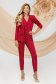 Red Elastic Fabric Tapered High-Waisted Trousers with Side Pockets - PrettyGirl 4 - StarShinerS.com