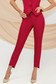 Pantaloni din stofa elastica rosii conici cu talie inalta si buzunare laterale 1 - StarShinerS.ro