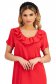 Rochie din stofa elastica subtire rosie cu un croi drept si volanase pe linia decolteului - StarShinerS 6 - StarShinerS.ro