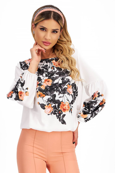 Ladies' Georgette Blouse with Loose Fit and Waist Elastic with Puff Sleeves - StarShinerS