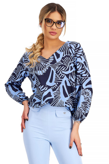Women's Georgette Blouse with Loose Fit and V-Neckline - StarShinerS