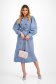 Rochie de blugi albastra midi cu un croi drept si maneci bufante cu accesoriu tip curea - SunShine 3 - StarShinerS.ro