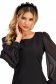 Rochie din stofa elastica neagra scurta cu un croi drept si maneci din voal bufante - StarShinerS 6 - StarShinerS.ro