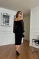 Rochie din crep neagra midi tip creion cu maneci din voal bufante si flori 3d - SunShine 5 - StarShinerS.ro