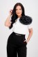 Tricou din bumbac alb cu croi larg si accesoriu in forma de floare cu efect 3d - SunShine 1 - StarShinerS.ro