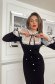 Rochie din crep neagra pana la genunchi tip creion cu guler si mansete decorative 7 - StarShinerS.ro