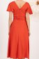 Rochie din satin rosie midi in clos crapata pe picior cu volanase la umeri - StarShinerS 5 - StarShinerS.ro