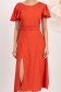 Rochie din satin rosie midi in clos crapata pe picior cu volanase la umeri - StarShinerS 4 - StarShinerS.ro