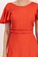 Rochie din satin rosie midi in clos crapata pe picior cu volanase la umeri - StarShinerS 6 - StarShinerS.ro