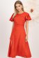 Rochie din satin rosie midi in clos crapata pe picior cu volanase la umeri - StarShinerS 7 - StarShinerS.ro