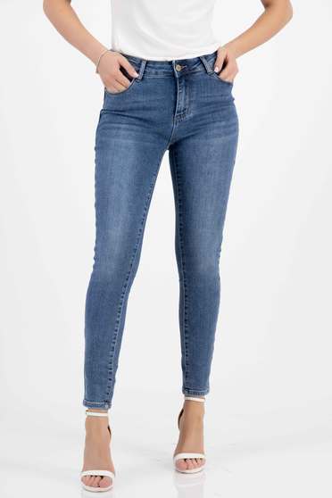 Blue jeans long skinny jeans high waisted